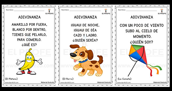Fichas de adivinanzas para niños gratis | Materiales Educativos GRATUITOS
