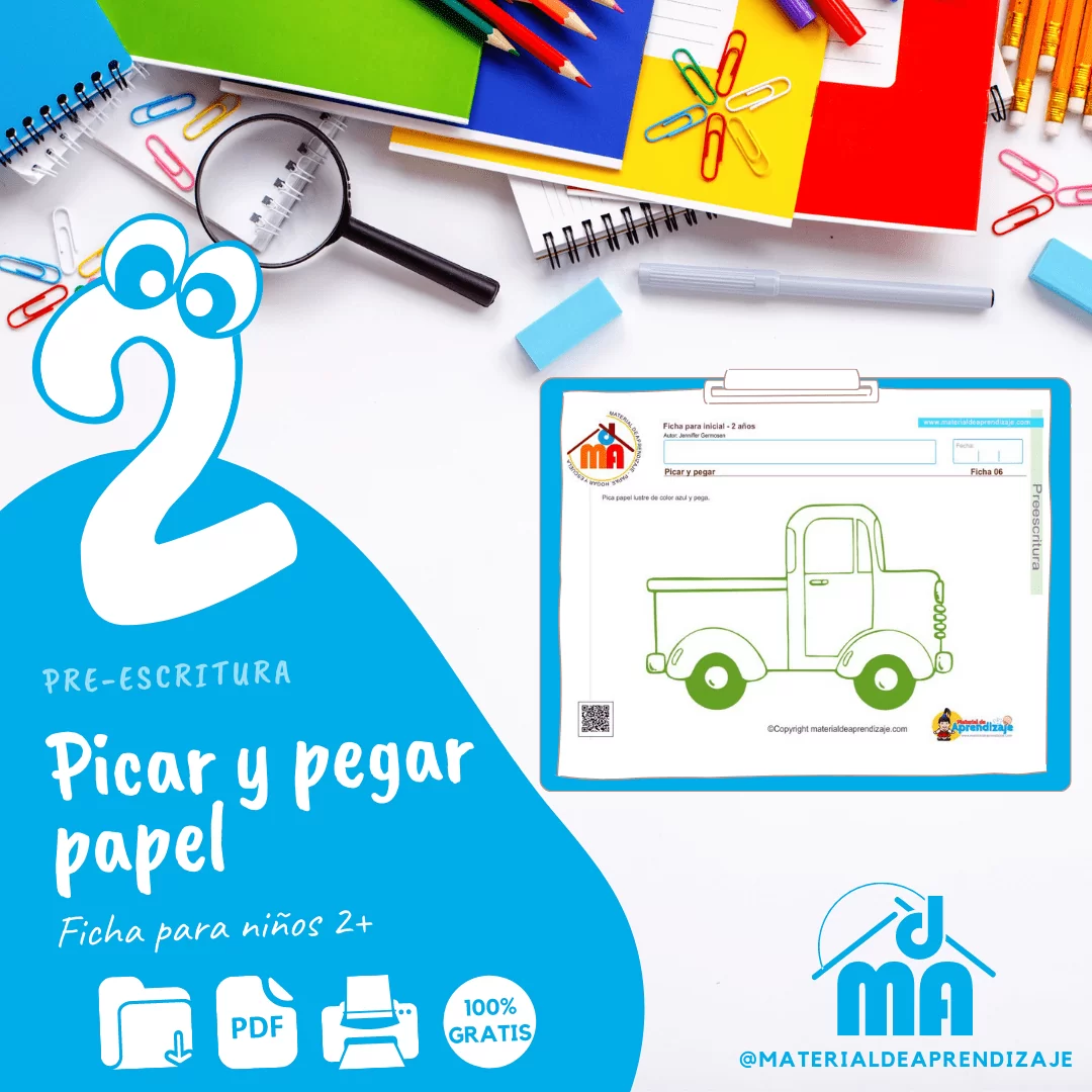 Preescritura 2 años 06: picar y pegar
