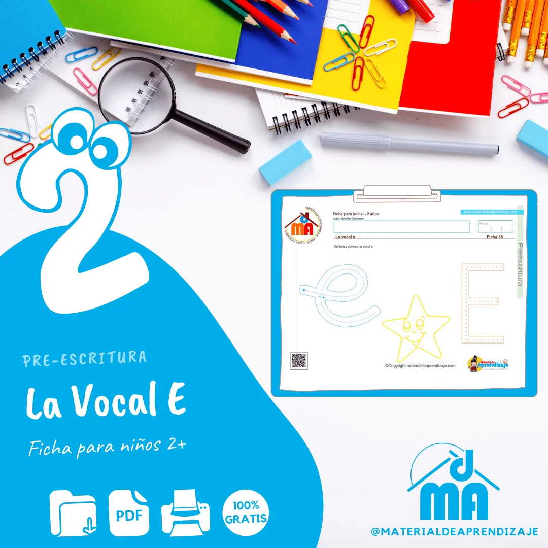Preescritura 2 años 35: Vocal e
