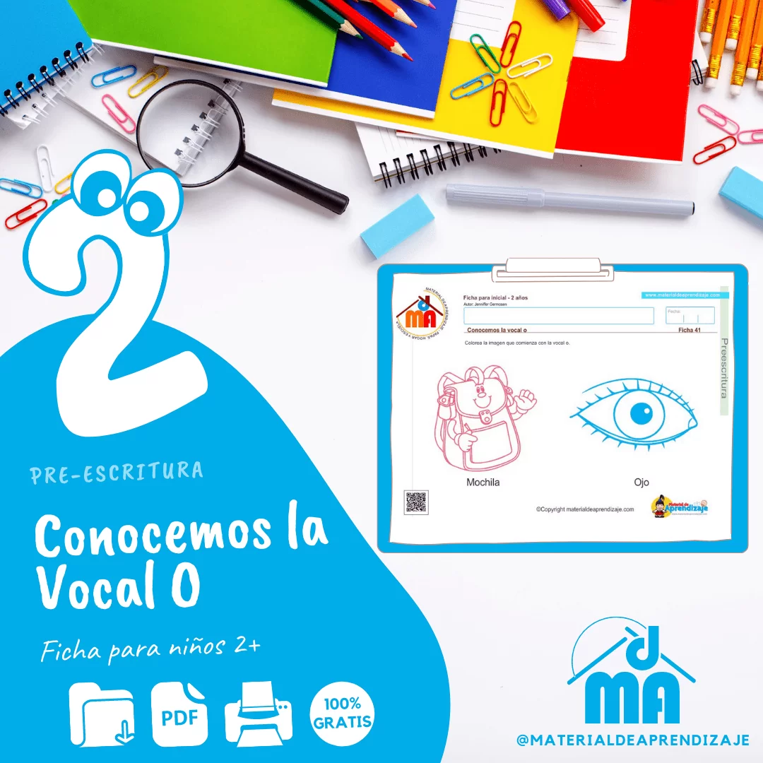 Preescritura 2 años 41: Conocemos la vocal o
