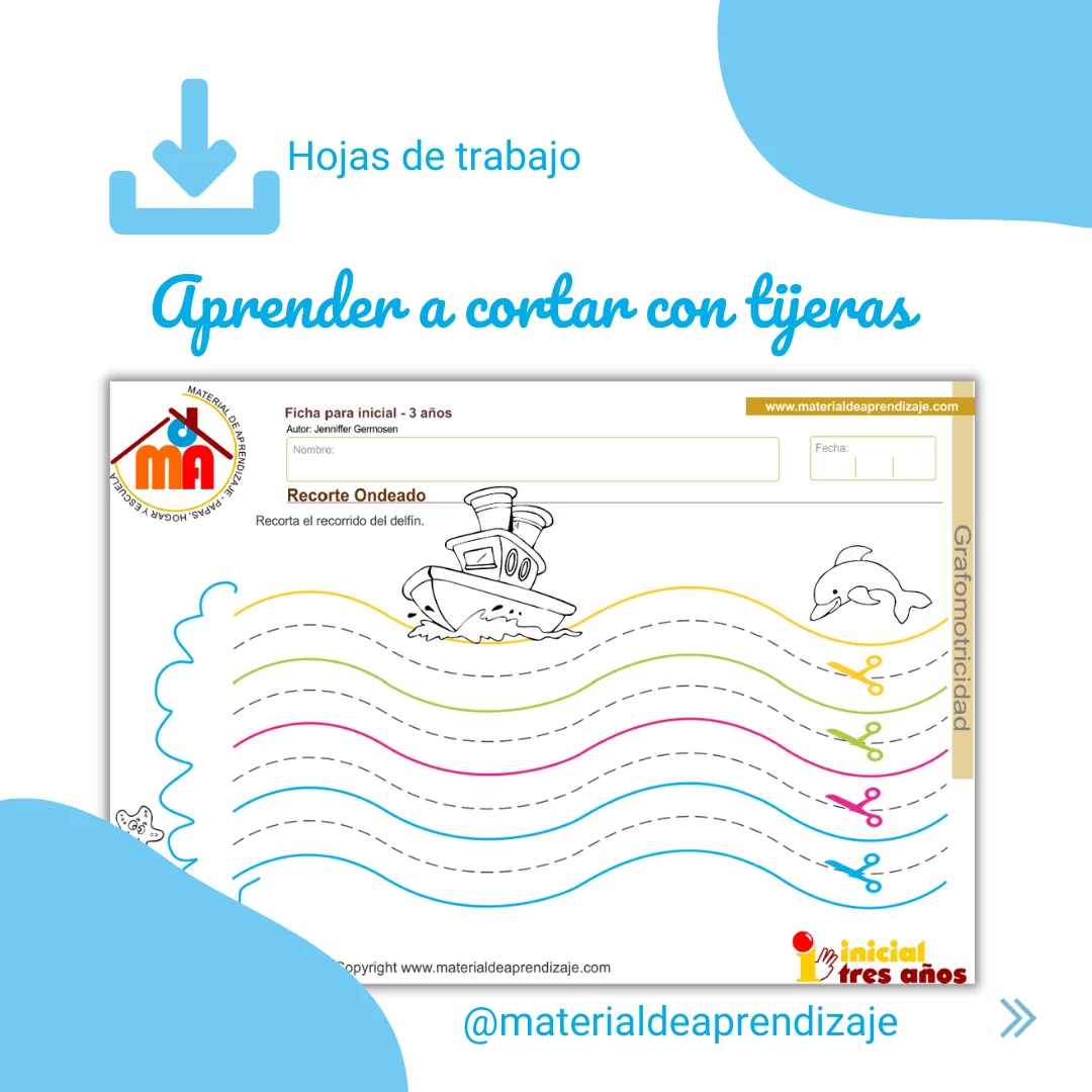 Fichas para aprender a cortar con la tijera