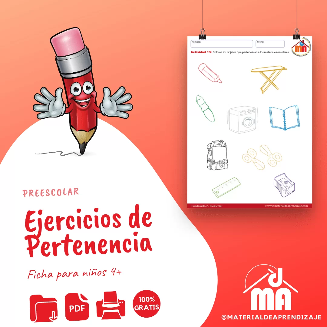 Ejercicios de pertenencia – 13 preescolar