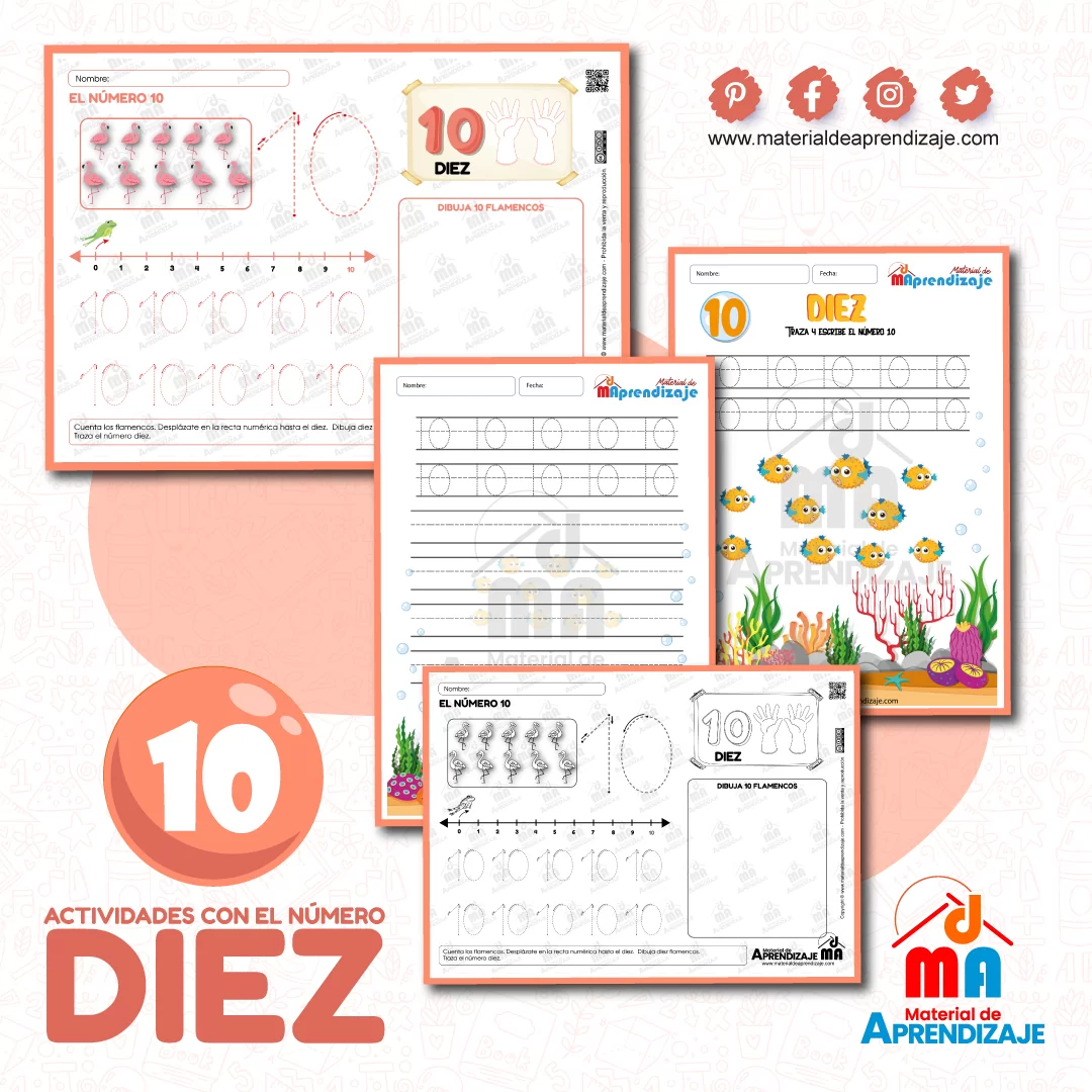 Fichas de aplicación “El número 10”