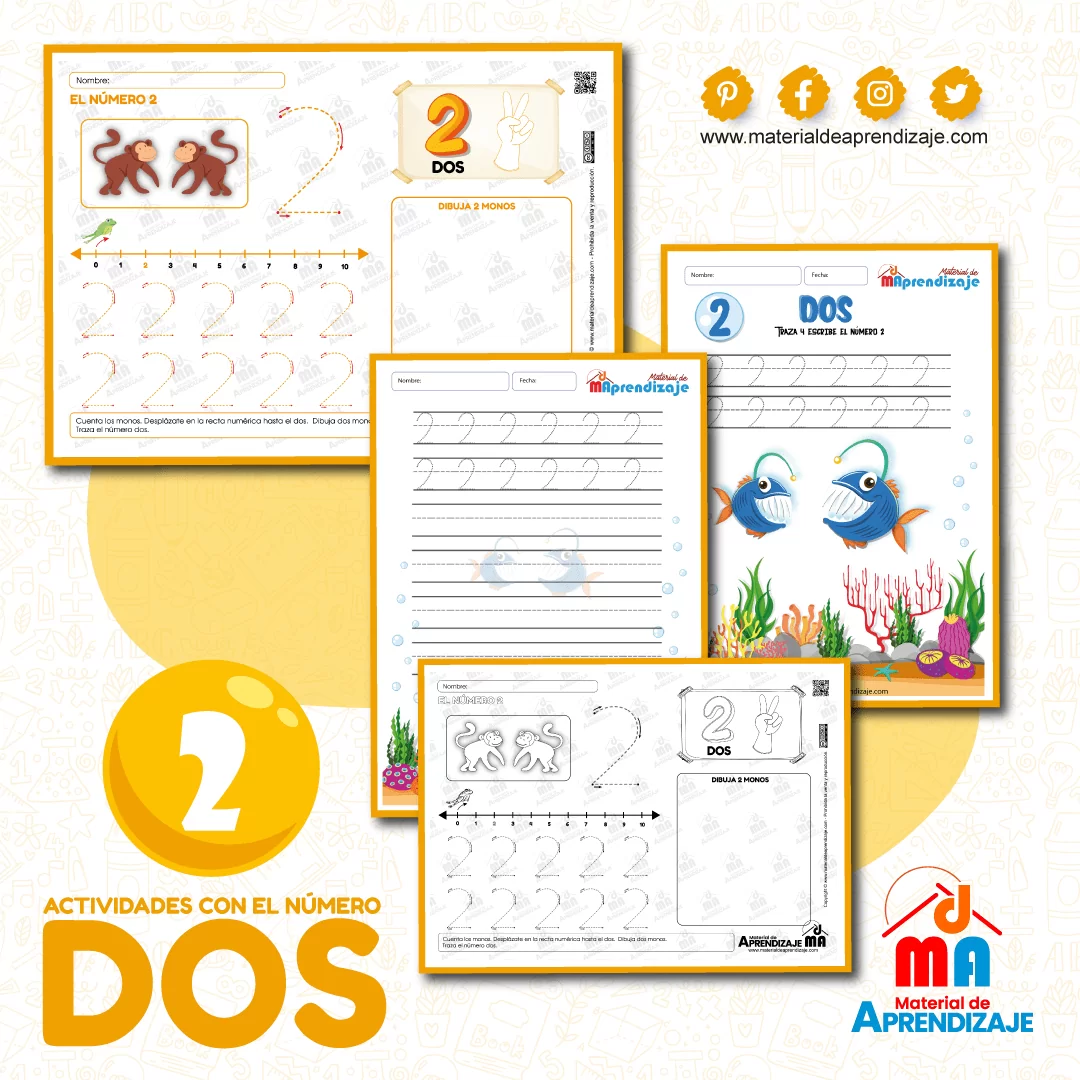 Fichas de aplicación “El número 2”