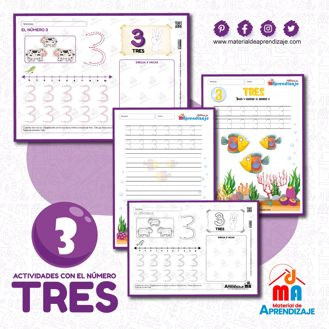 Fichas de aplicación “El número 3”