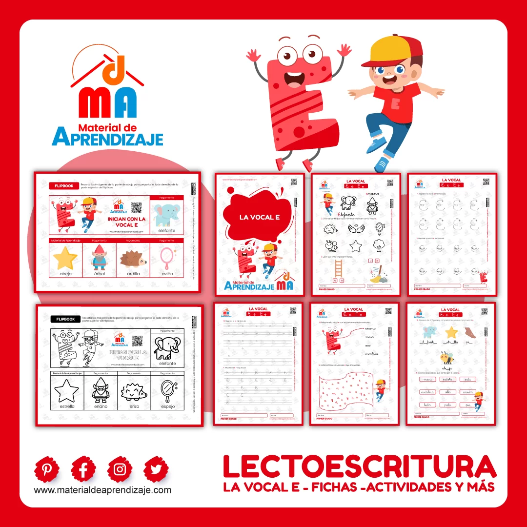 La vocal e: Lecto-escritura “Material de aprendizaje”