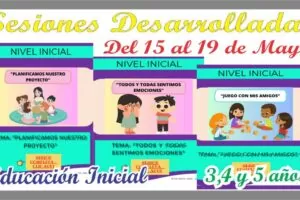 SESIONES DESARROLLADAS del 15 al 19 de Mayo para niños de 3, 4 y 5 años