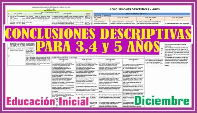 CONCLUSIONES DESCRIPTIVAS PARA 3,4 y 5 AÑOS- MES DICIEMBRE