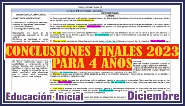 CONCLUSIONES FINALES PARA 4 AÑOS 2023