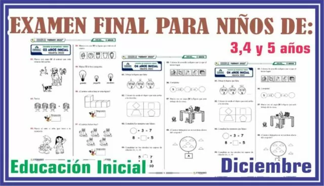 EXAMEN FINAL PARA NIÑOS DE 3,4 Y 5 AÑOS