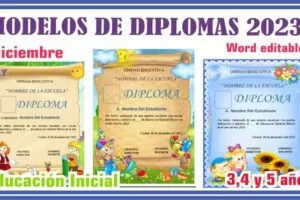 MODELOS DE DIPLOMAS EN WORD 2023 PARA INICIAL (Editables)
