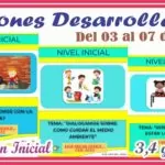 SESIONES DESARROLLADAS del 03 al 07 de Junio para 3, 4 y 5 años